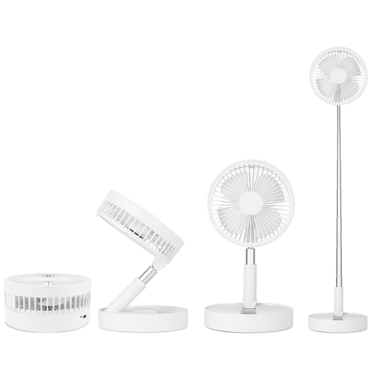 Portable Folding Desk Fan - USB Rechargeable, Quiet, 4 Speeds, Adjustable Height, 180° Tilting Angle - White by VYSN