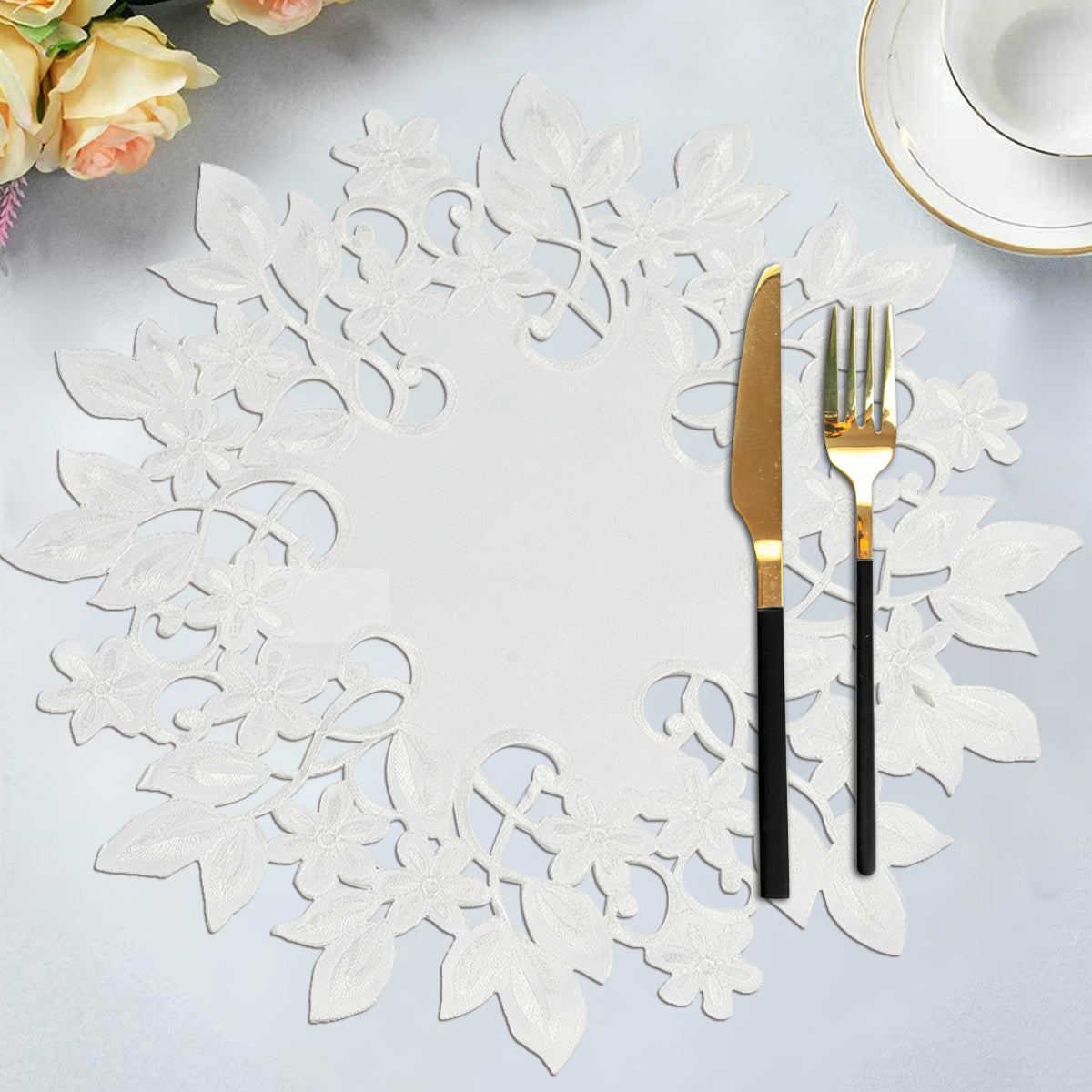 White Table Placemats - Darvin Collection by Decozen