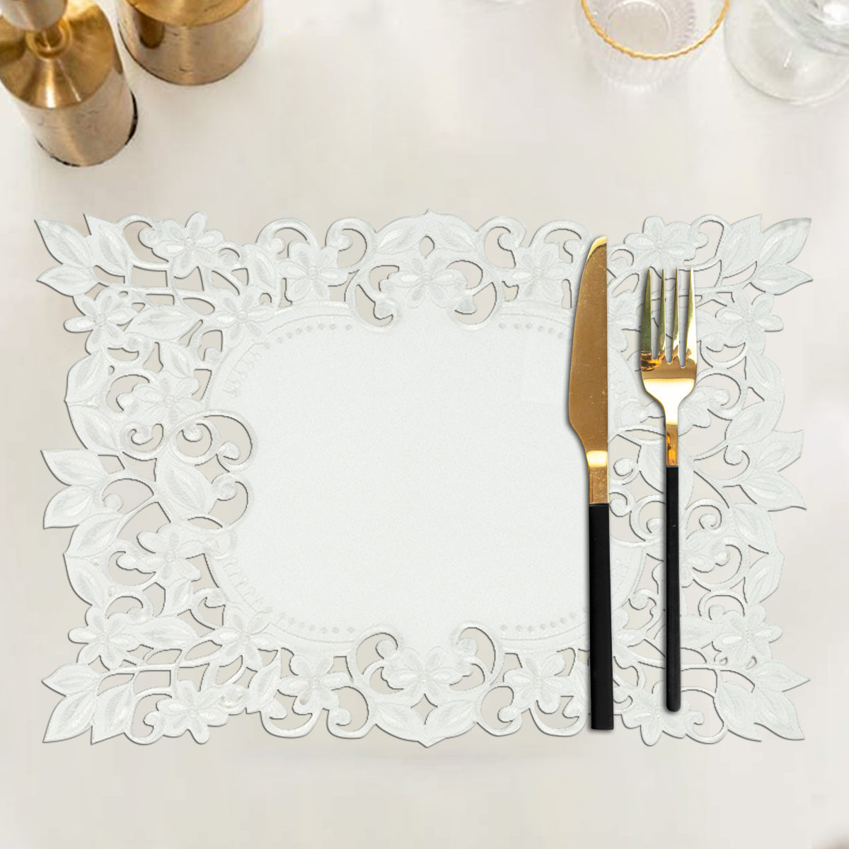 White Table Placemats - Darvin Collection by Decozen