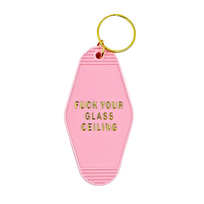 F*ck Your Glass Ceiling Motel Style Keychain in Blush Pink and Gold by The Bullish Store