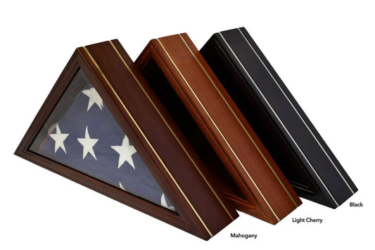 Honors Flag Display Case for 5x9 Memorial / Burial / Funeral Shelf Box Glass Holder Frame - Two Detailed Stripes by The Military Gift Store