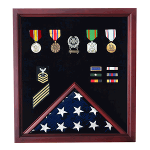 Retirement Cherry Medal and Flag Display. by The Military Gift Store