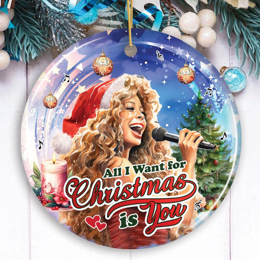 Artistic Classic Holiday Melody Ornament, All I Want for Christmas Is You, Celebrity Singer Gift by OrnamentallyYou