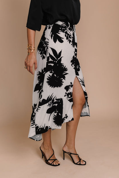 Slit High Waist Printed Skirt by BYNES NEW YORK | Apparel & Accessories