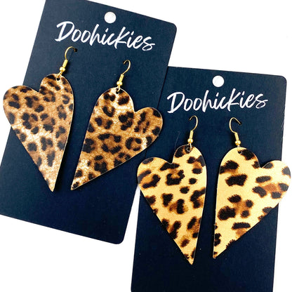 2.5" Leopard Valentine Hearts -Earrings by Doohickies Wholesale