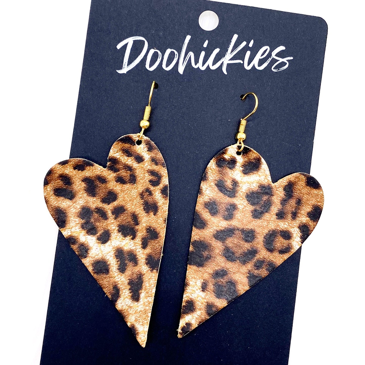 2.5" Leopard Valentine Hearts -Earrings by Doohickies Wholesale