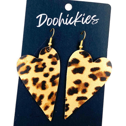 2.5" Leopard Valentine Hearts -Earrings by Doohickies Wholesale