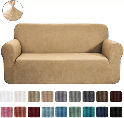 Gold 2-Piece Set Slipcover Sofa & Loveseat Cover Protector 4-Way Stretch Elastic by Homemartgoods