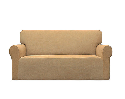 Gold 2-Piece Set Slipcover Sofa & Loveseat Cover Protector 4-Way Stretch Elastic by Homemartgoods