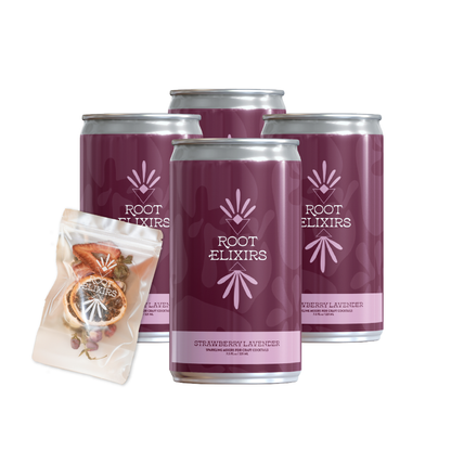 Root Elixirs Mini Cocktail Kit- Sparkling Premium Cocktail Mixers- 4 Cans 7.5 oz & Custom Premium Cocktail Garnish Packet by Farm2Me