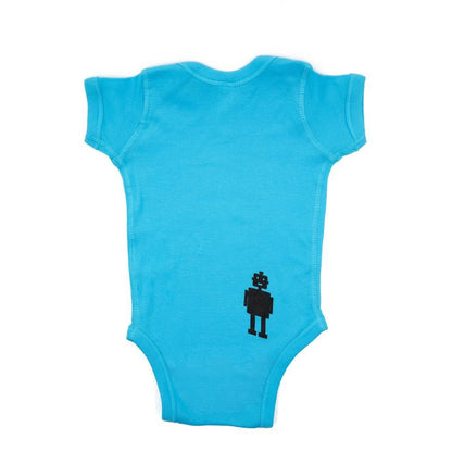 GetBullish Robot Gender Roles Feminist Baby Bodysuit in Bright Aqua | Hand Silk-Screened by The Bullish Store