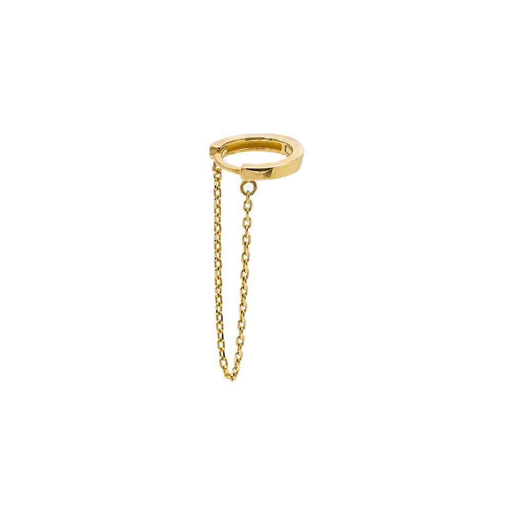 Solid Dangling Chain Huggie Earring 14K by By Adina Eden