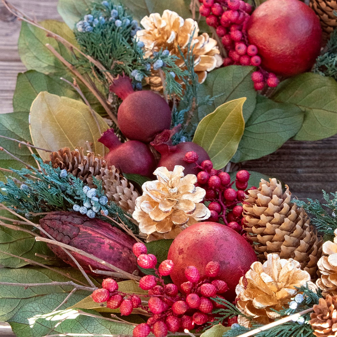 Golden Pinecone & Pomegranate Wreath by Andaluca Home