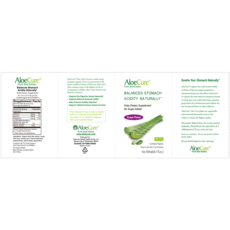 Pure Aloe Vera Juice Grape Flavor by AloeCure