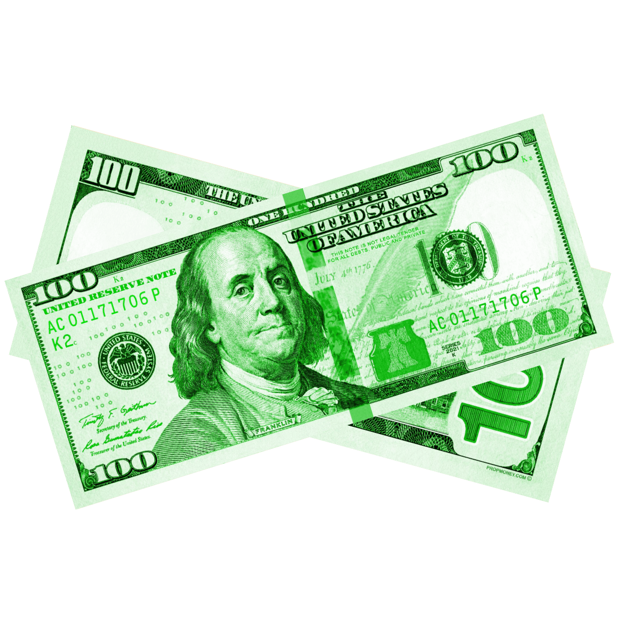 100x $100 New Series Green Bills by Prop Money Inc