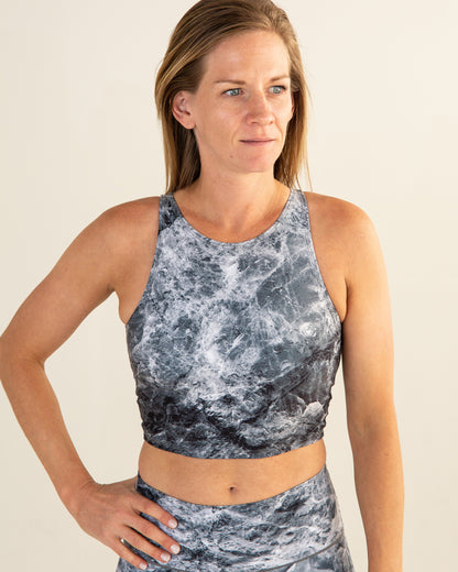 Grey Marble Crop Top by Colorado Threads Clothing