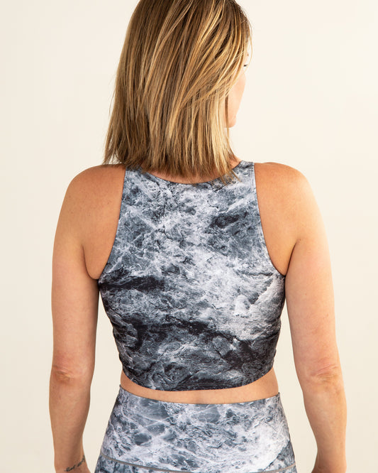 Grey Marble Crop Top by Colorado Threads Clothing