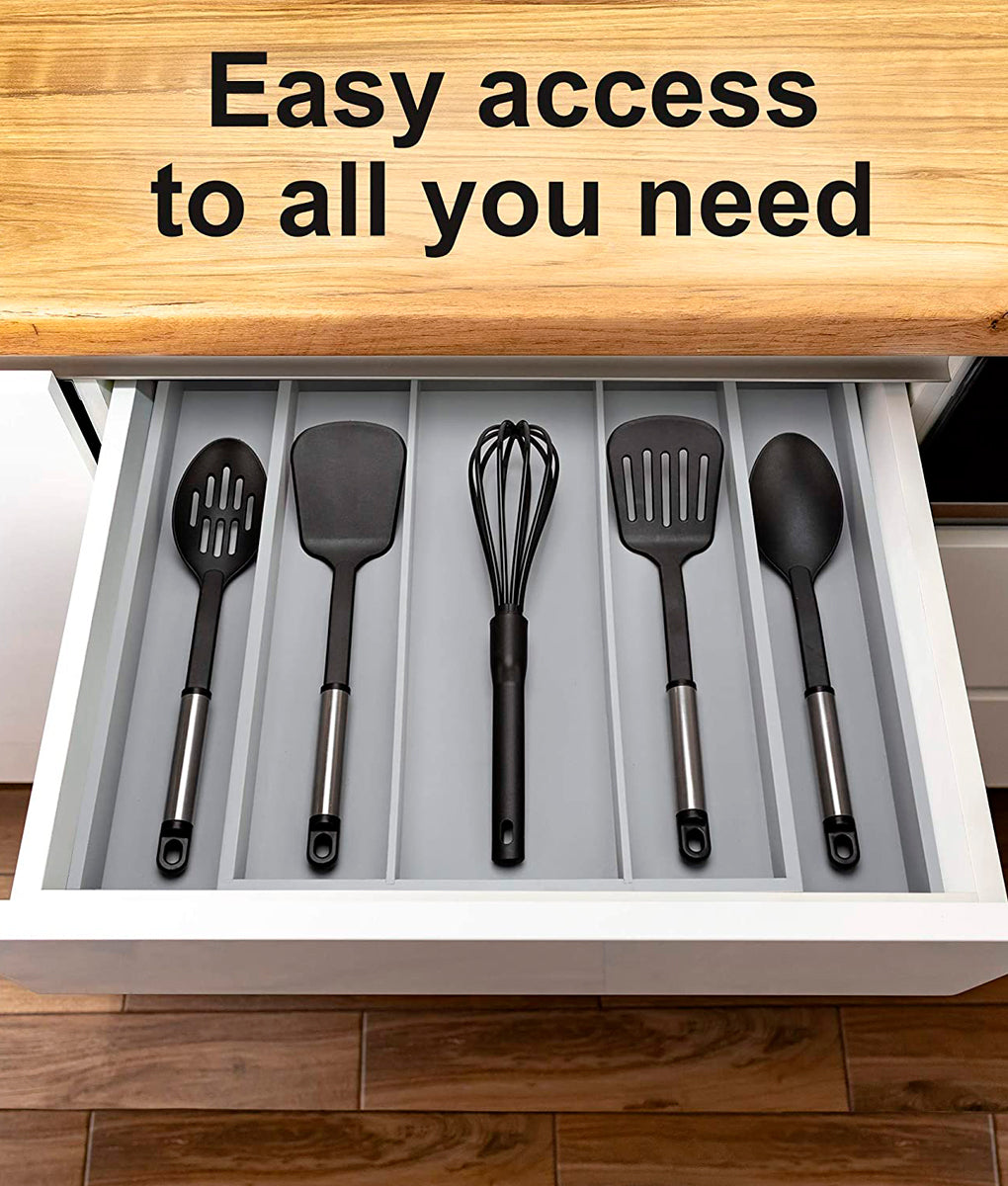 Utensil Holder Drawer Organizer Gray by Royal Craft Wood