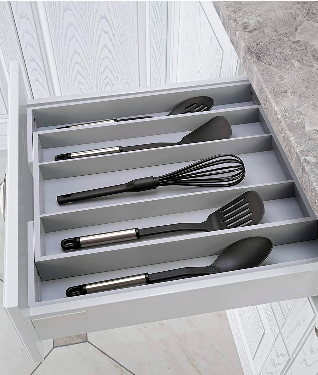 Utensil Holder Drawer Organizer Gray by Royal Craft Wood