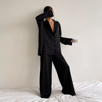 Oversized Satin Silk Sleepwear Low Cut Sexy Pajamas For Women by BlakWardrob