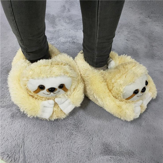 Winter Warm Cartoon Sloth Slippers by Plushy Planet