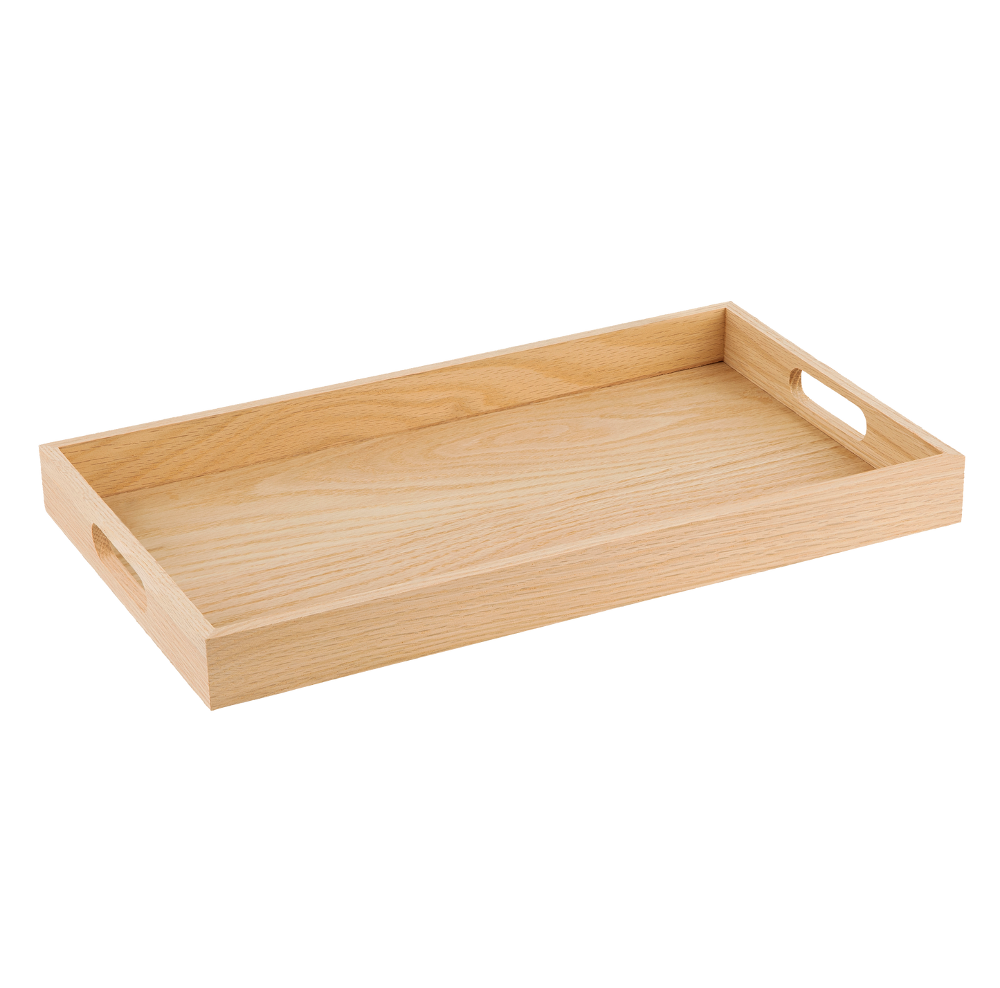 Oak Wood Nested Serving Trays  Five Piece Set of Rectangular Quality Wooden Trays with Cut Out Handles by Hammont