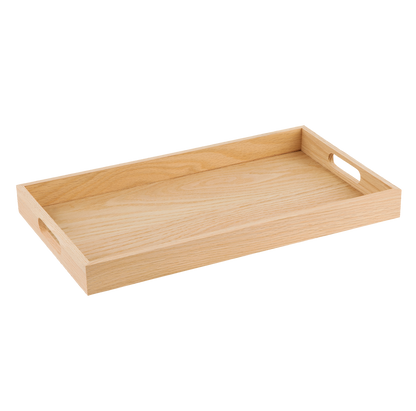 Oak Wood Nested Serving Trays  Five Piece Set of Rectangular Quality Wooden Trays with Cut Out Handles by Hammont