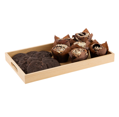 Oak Wood Nested Serving Trays  Five Piece Set of Rectangular Quality Wooden Trays with Cut Out Handles by Hammont