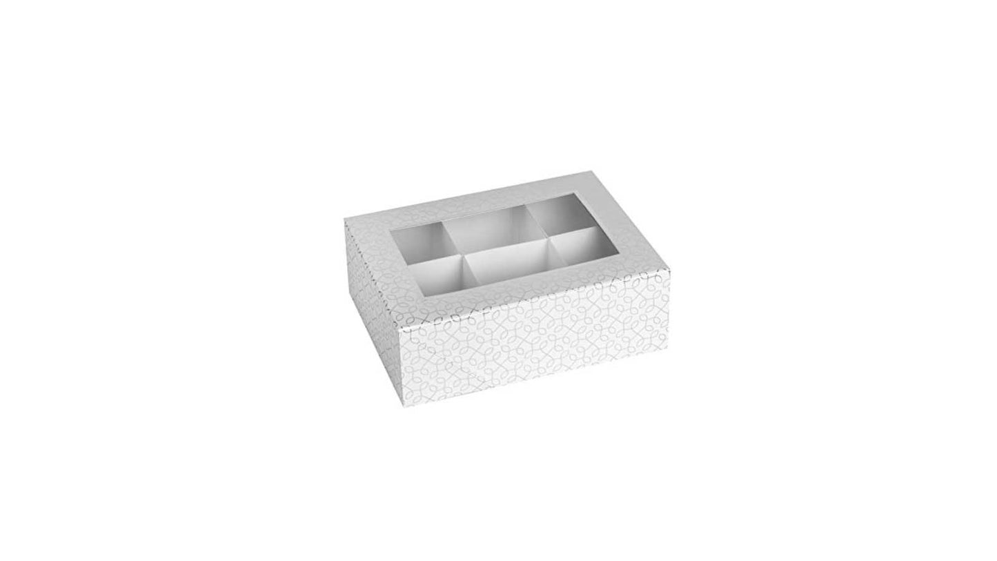 Window Box With Six Sections 7"X5"X2.5" Silver and White 12 Pack by Hammont