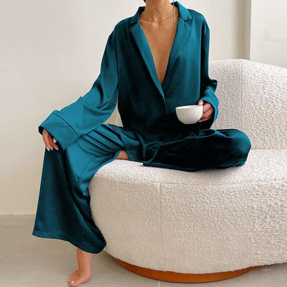 Oversized Satin Silk Sleepwear Low Cut Sexy Pajamas For Women by BlakWardrob