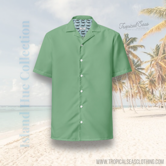 Palm Green button shirt by Tropical Seas Clothing