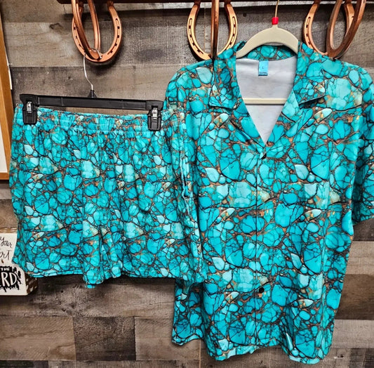 All Turquoise Women's Pajama Set by Baha Ranch Western Wear