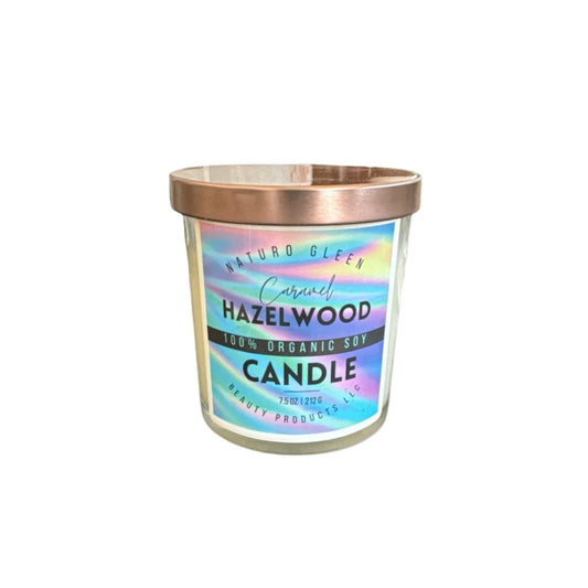 100% Organic Soy Candle - Hazelwood - Hazel Nut Wood Caramel by Naturo Gleen Hair & Beauty Products