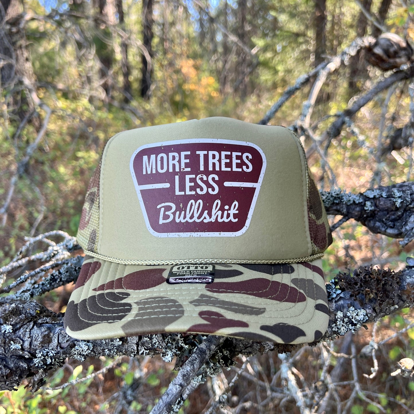 More Trees Less Bullsh*t Otto Foam Front Trucker Hat by 208 Tees