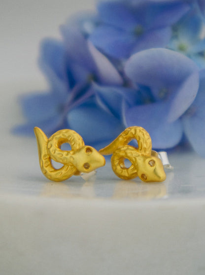 Tiny Snake Stud Earrings by Ash & Rose