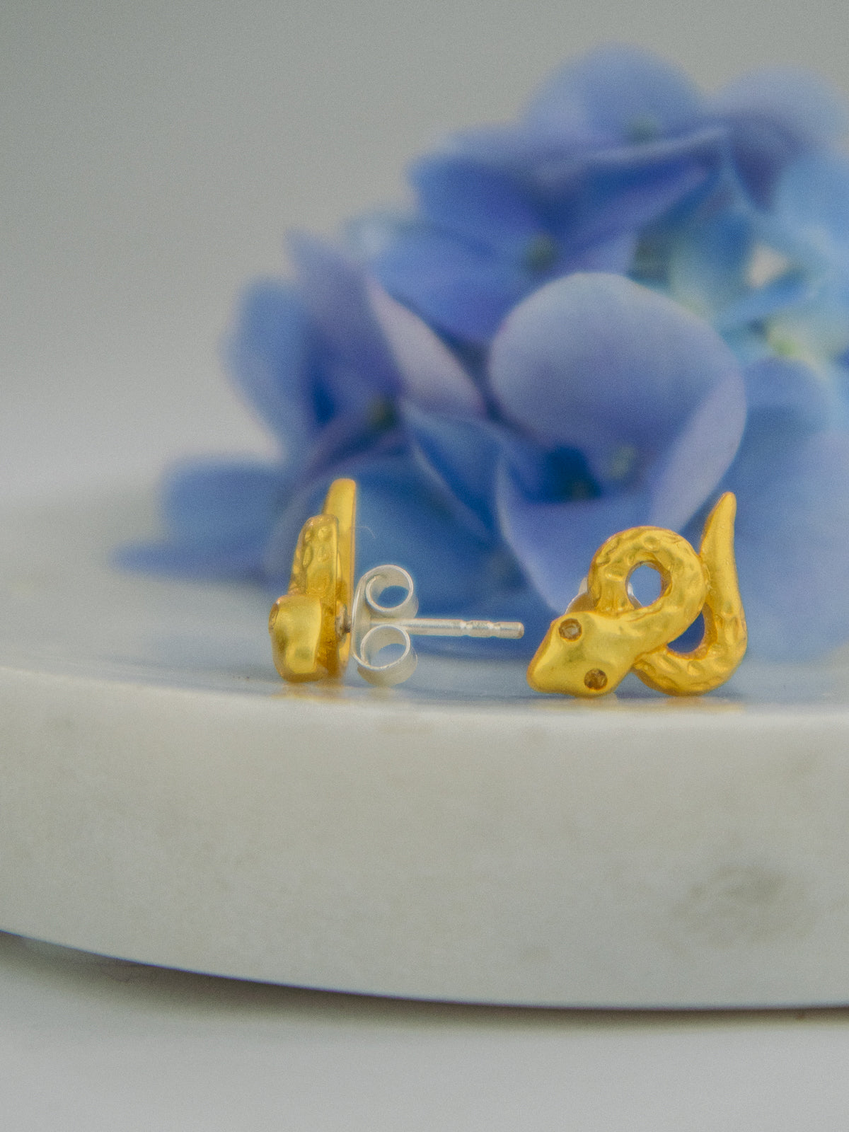 Tiny Snake Stud Earrings by Ash & Rose