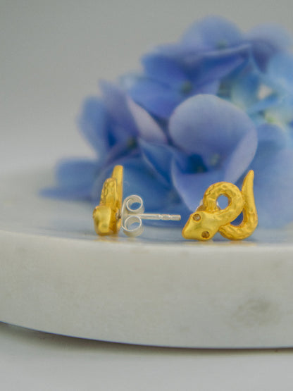 Tiny Snake Stud Earrings by Ash & Rose