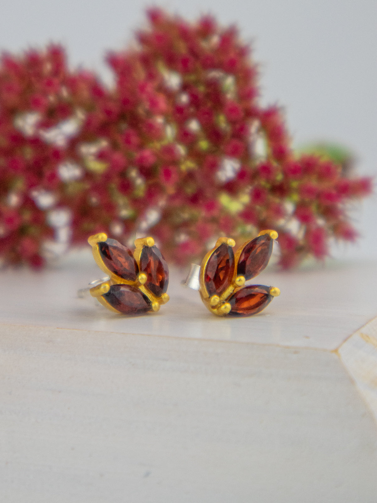 Tri Leaf Stud Earrings by Ash & Rose