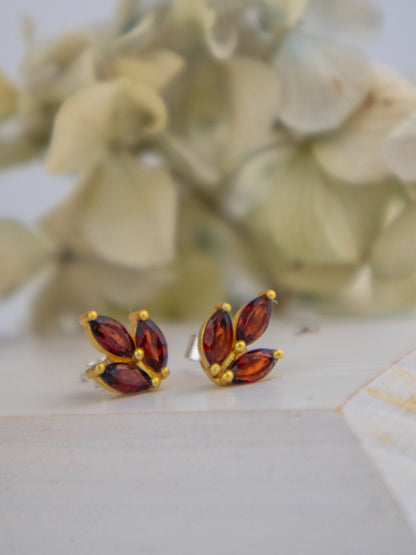 Tri Leaf Stud Earrings by Ash & Rose