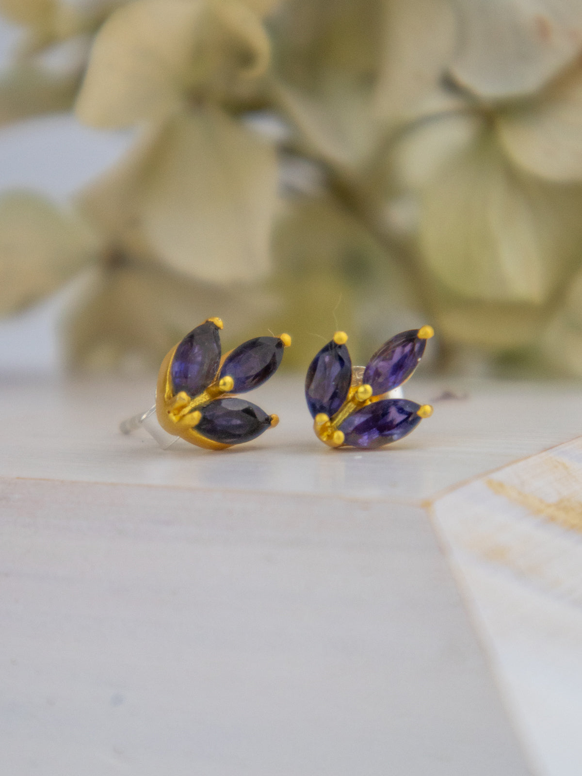 Tri Leaf Stud Earrings by Ash & Rose