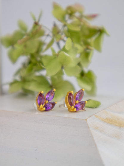 Tri Leaf Stud Earrings by Ash & Rose