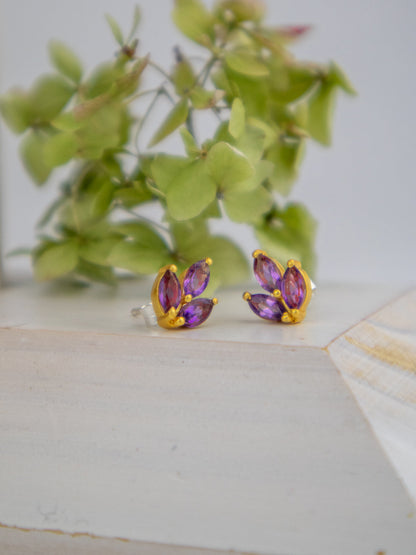 Tri Leaf Stud Earrings by Ash & Rose