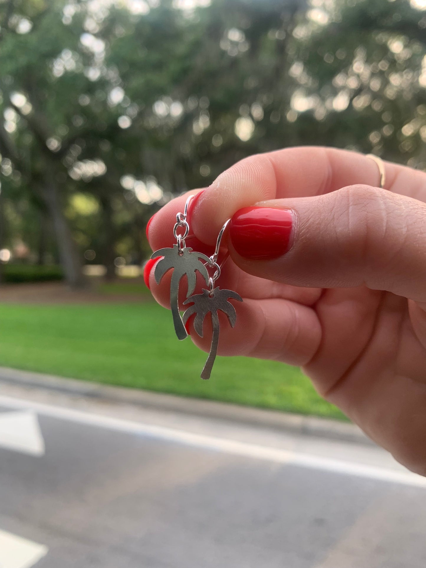 Palm Tree Charm Earrings by Jennifer Cervelli Jewelry