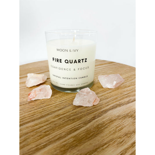 Fire Quartz Crystal Intention Candle by Moon & Ivy