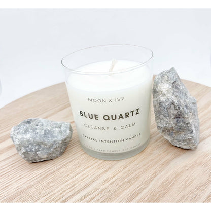 Blue Quartz Crystal Intention Candle by Moon & Ivy