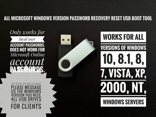 Windows Password Recovery Reset USB Tool for Windows 10, 8.1, 8, 7, Vista, XP, 2000 and Windows servers by Kastoff.store