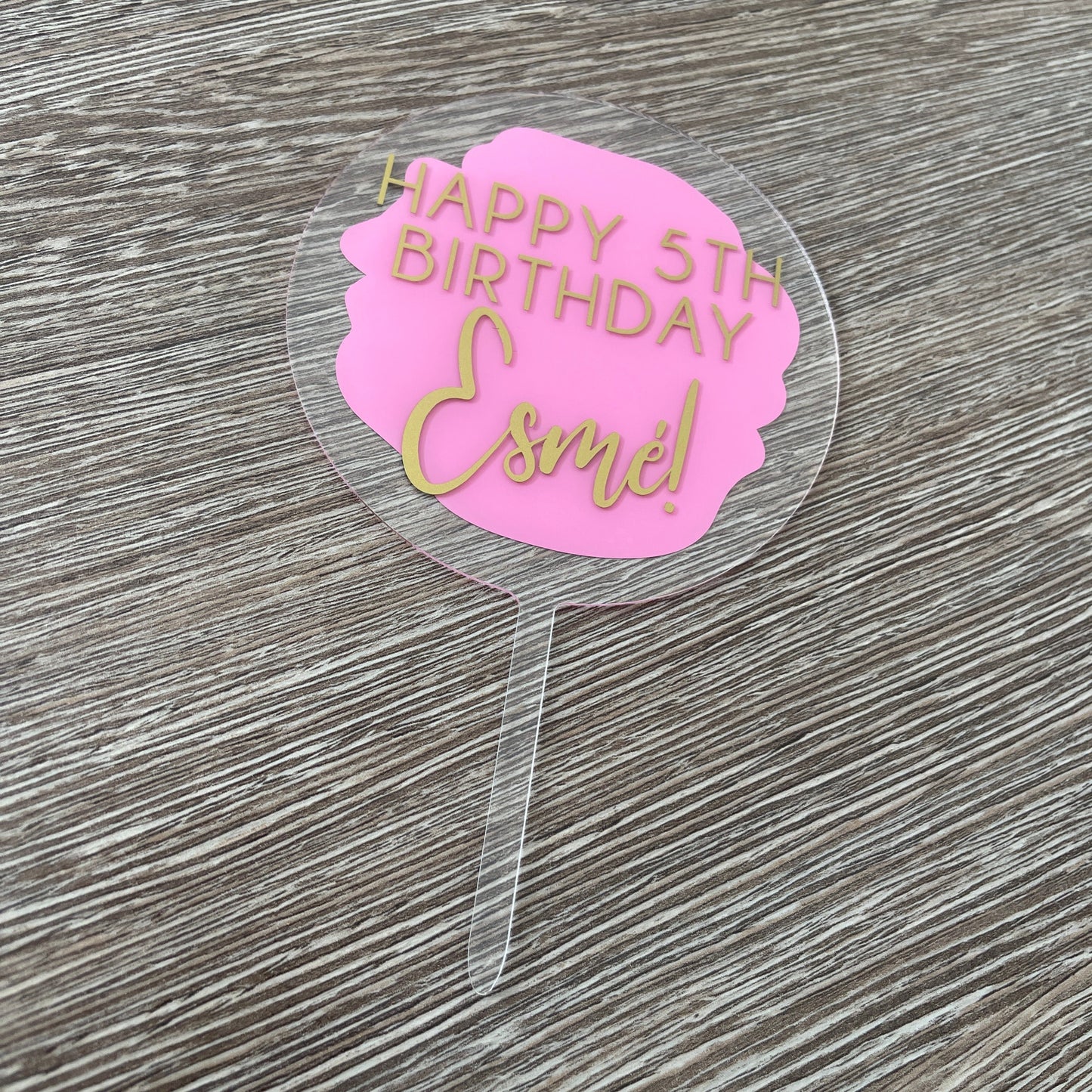 Personalised Wording 10cm Circle Acrylic Birthday Baby Shower Christening Wedding Pet Birthday Cake Topper by WinsterCreations™ Official Store