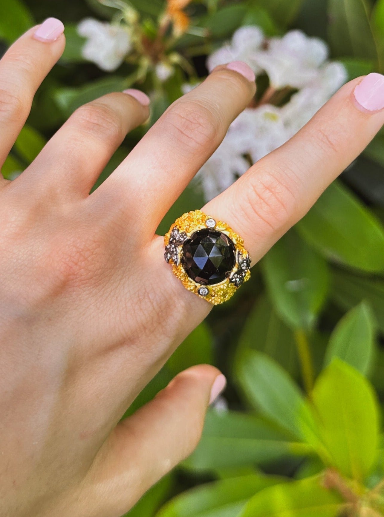 Noor Black Onyx Ring by Ash & Rose