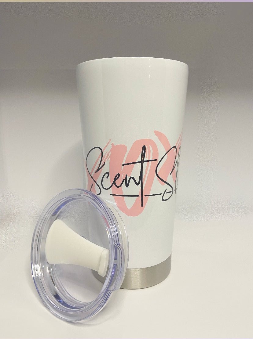 White Tumbler & Sticker by RetroGlow