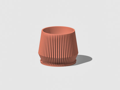 Stratos Modern Plant Pot with Drainage, 3D Printed Planter Pot Unique Modern Ribbed Design, Lightweight Stratos by Rosebud HomeGoods